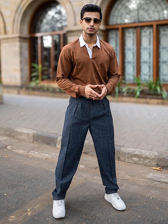 Maverix Solid Woven Fabric Korean Fit Trousers – Stylish Comfortable Men’s Casual Pants"