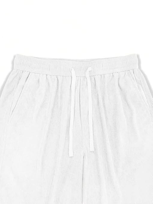 SMORELY Men's Premium Cotton Blend Relaxed Fit Casual Trousers || Elastic Waist with Drawstring || Comfortable Everyday Pant