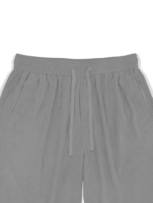 SMORLY Men's Premium Cotton Blend Relaxed Fit Casual Trousers || Elastic Waist Drawstring || Comfortable Everyday Pant