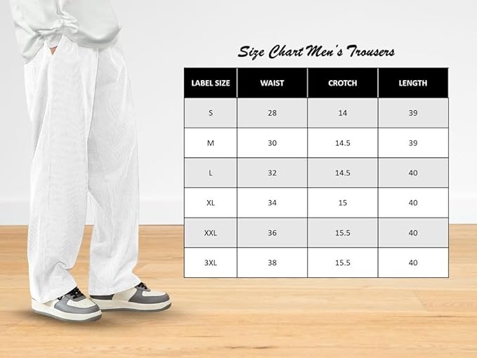 SMORELY Men's Premium Cotton Blend Relaxed Fit Casual Trousers || Elastic Waist with Drawstring || Comfortable Everyday Pant
