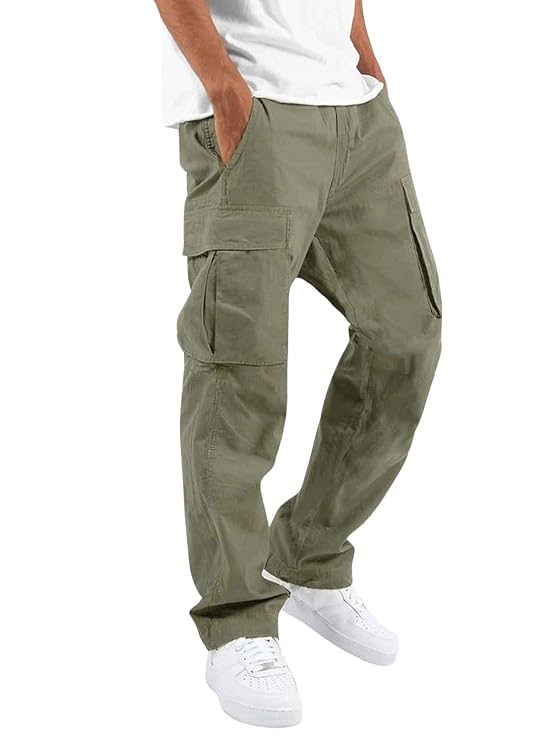 Lexton Men's Regular Fit Low-Rise Cotton Cargo Pants Casual Trousers for Daily Wear (Cargo-01-04)