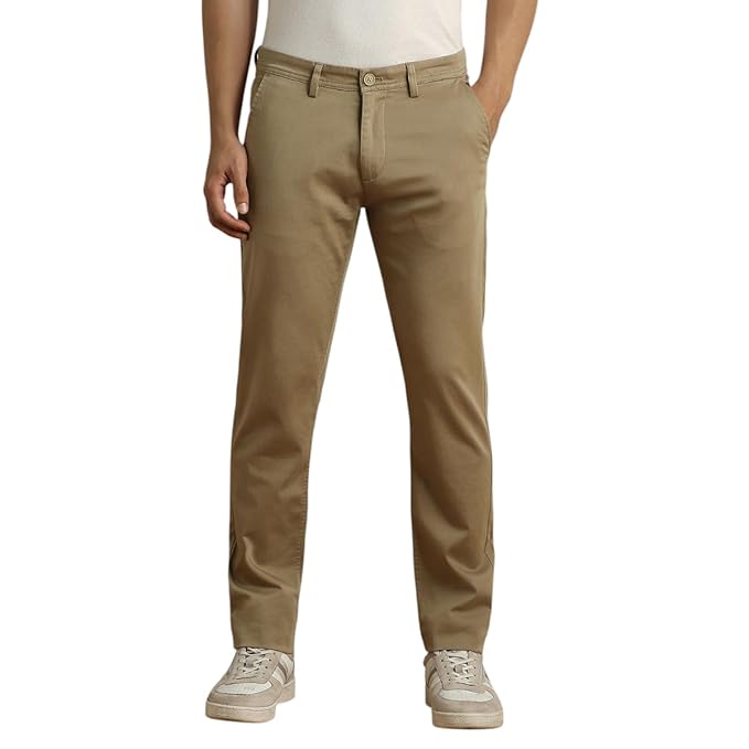PrimeWard Men's Super Slim Fit Stretch Cotton Satin Casual Trousers