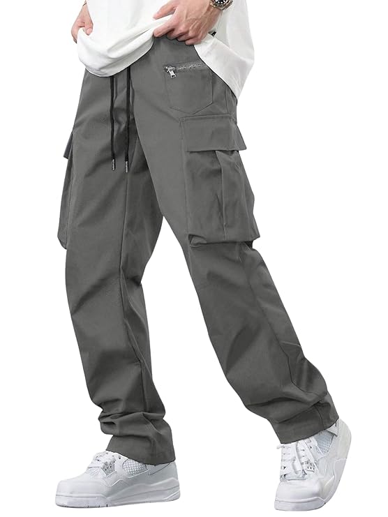 Lyntex Men's Regular Fit Low-Rise Cotton Cargo Pants, Comfortable & Stylish (Cargo-05-08)