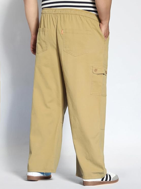 Uptown Edge Men's Loose Baggy Fit Cargo Jogger Chino Pants with 6 Pockets & Stretchable Comfort