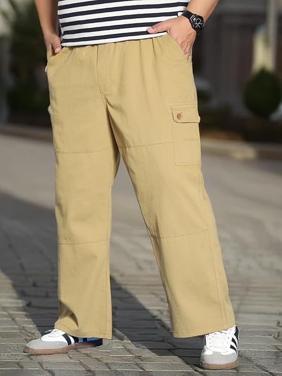 Uptown Edge Men's Loose Baggy Fit Cargo Jogger Chino Pants with 6 Pockets & Stretchable Comfort