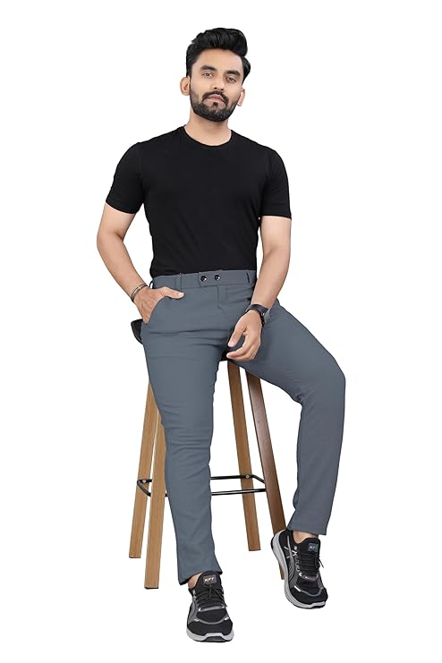 Men's Cotton Blend Self-Design Trousers