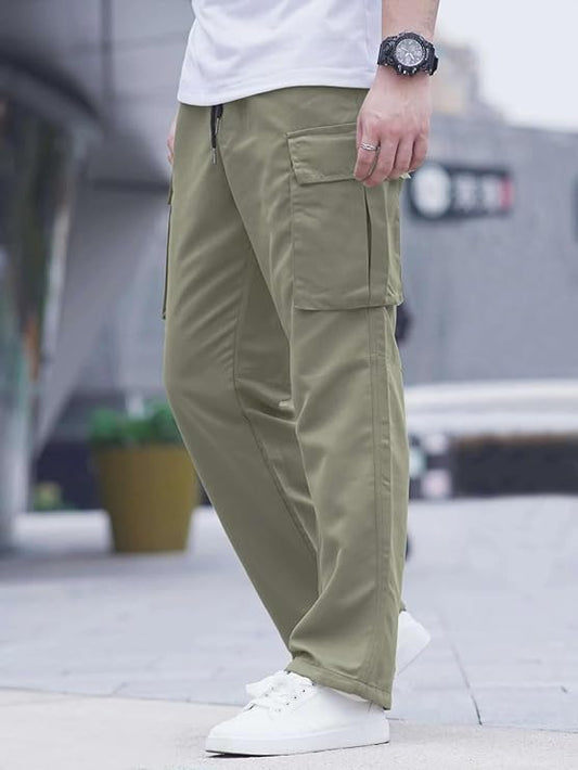 Lexton Men's Regular Fit Low-Rise Cotton Cargo Pants Casual Trousers for Daily Wear (Cargo-01-04)