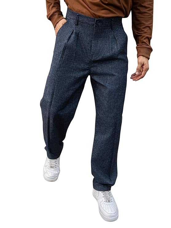 Maverix Solid Woven Fabric Korean Fit Trousers – Stylish Comfortable Men’s Casual Pants"