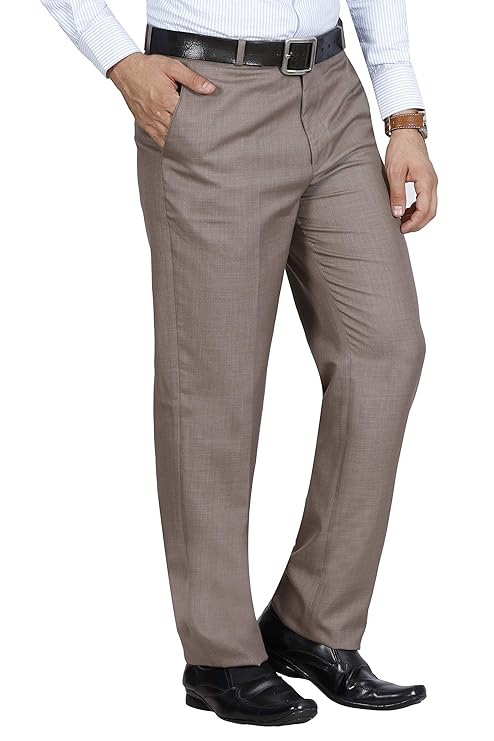 Merrick Men's Solid Formal Regular Fit Wrinkle-Free PolyViscose Trousers for Office & Events