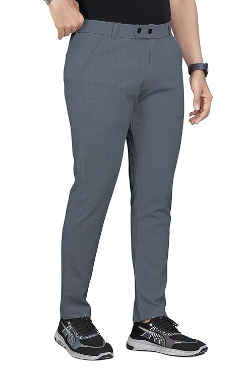 Men's Cotton Blend Self-Design Trousers