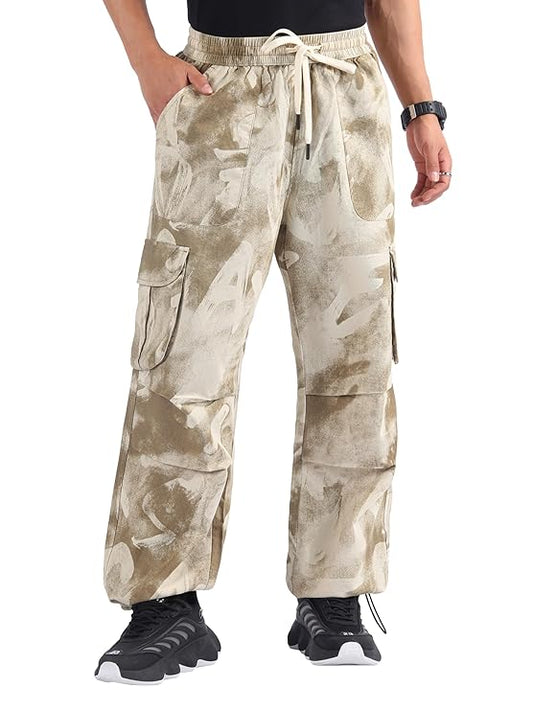 Bexwell Cotton Oversized Camo Cargo Pants for Men | Baggy Fit with 6 Spacious Pockets | Smooth Texture