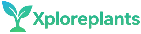 Logo of Xploreplants with green text and leaf icon on a white background